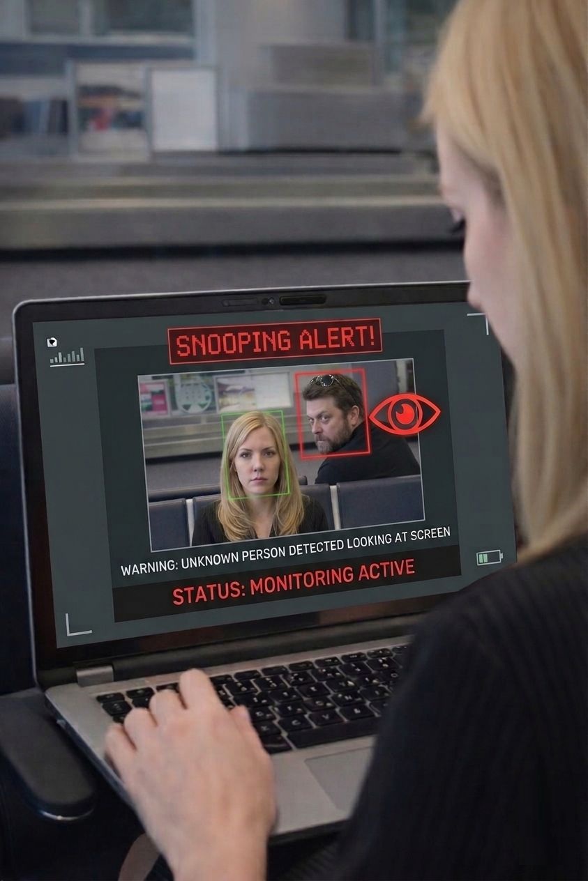 Screen Guardian detecting a shoulder surfer looking at a laptop screen